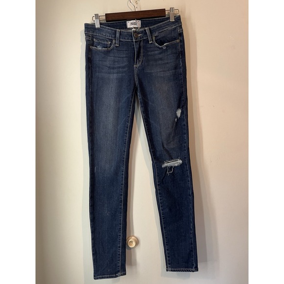 PAIGE Denim - Paige Verdugo Ultra Skinny Jeans Size 27 Midrise Distressed Medium Wash